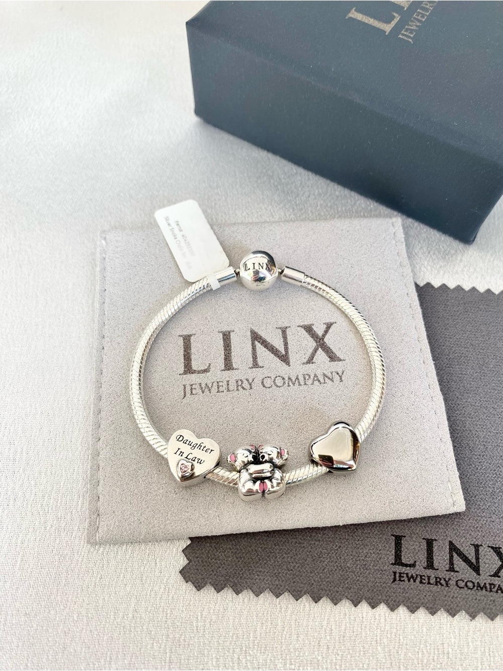 Linx Snake Chain Bracelet with Daughter in Law Themed Charms